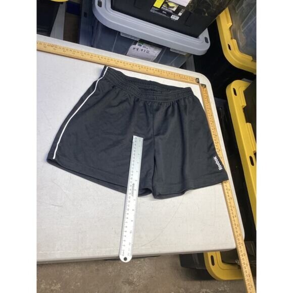 Reebok Women's Play Dry Training Shorts Black White Striped Elastic Waist Small - Picture 2 of 4